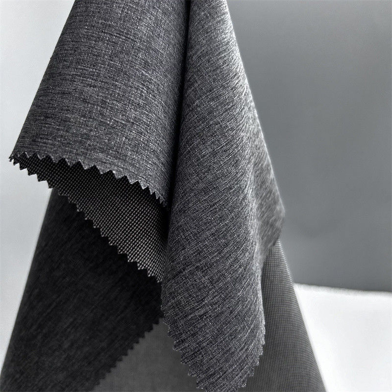 Vải polyester cationic hai tông màu Pearl Dot với kết cấu giống như vải lanh trải dài bốn chiều trên bề mặt